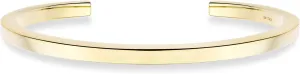 Miabella Italian 925 Sterling Silver or 18K Gold Plated 4mm Squared Cuff Polished Bangle Bracelet for Women Men, Made in Italy