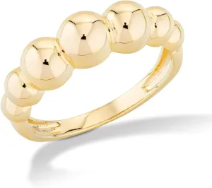 Miabella Italian 925 Sterling Silver or 18K Gold Plated Bead Ball Stackable Ring for Women/Made in Italy