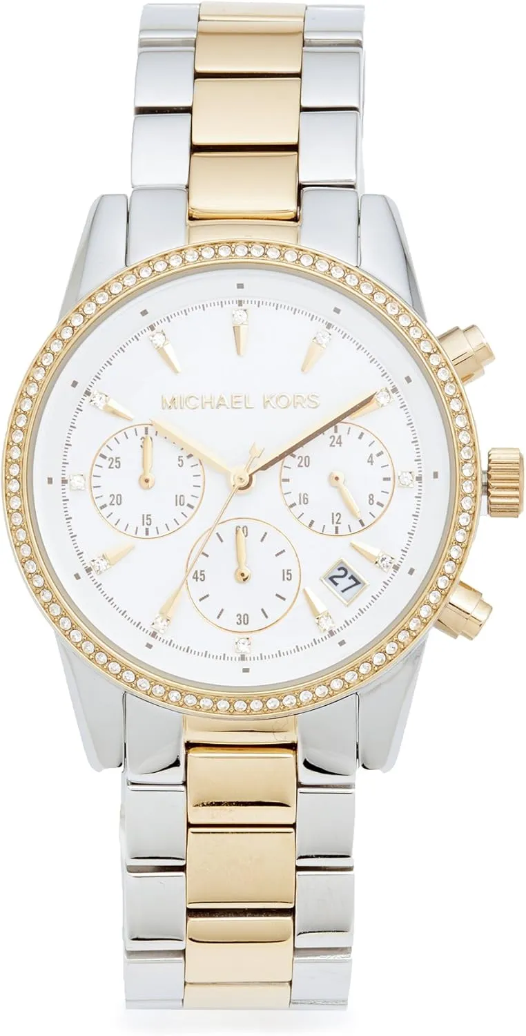 Michael Kors Bryant Chronograph Women's Watch, Stainless Steel and Pav Crystal Watch for Women