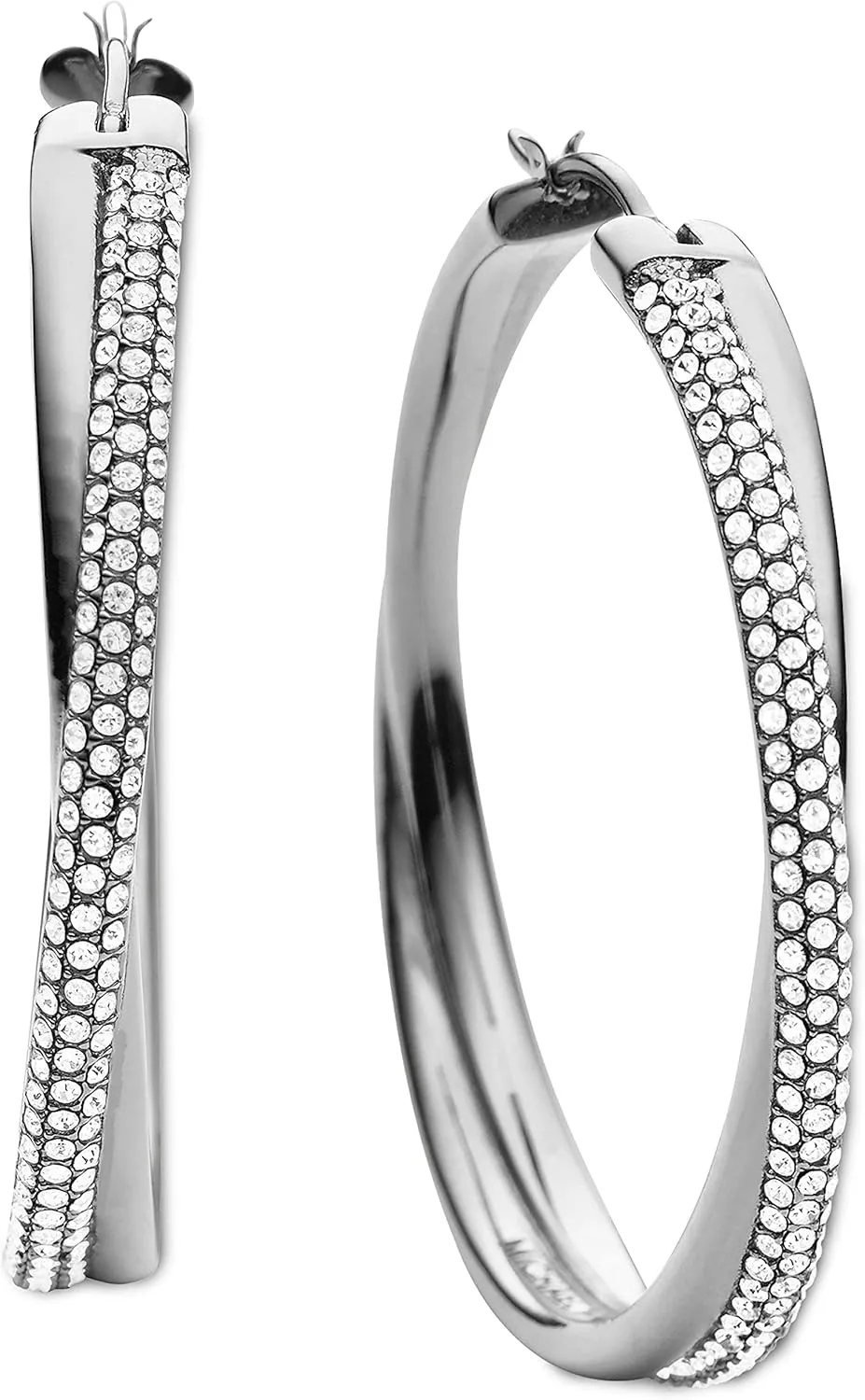 Michael Kors Stainless Steel and Pav Crystal Hoop Earrings for Women