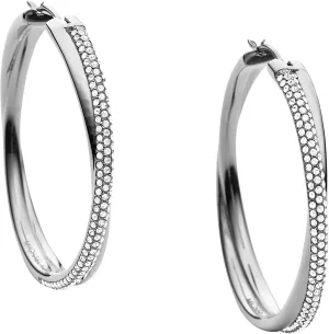 Michael Kors Stainless Steel and Pav Crystal Hoop Earrings for Women