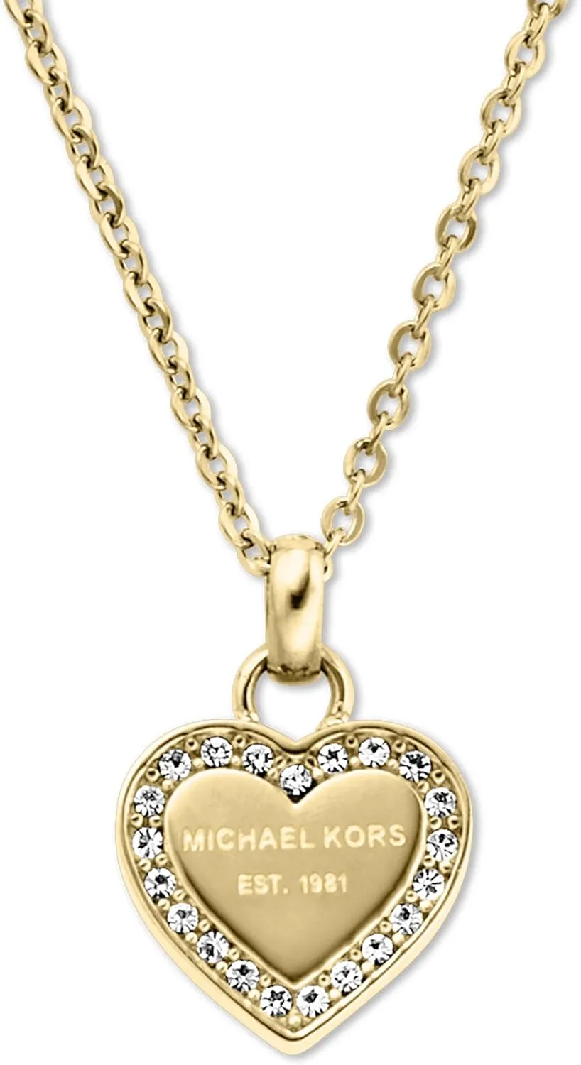 Michael Kors Stainless Steel and Pav Crystal Pendant Necklace for Women