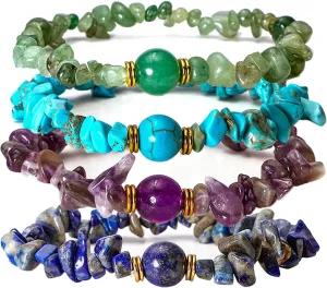 MILAKOO 7 Chakra Crystal Healing Reiki Stretch Bracelets for Women Tumble Irregular Bracelets