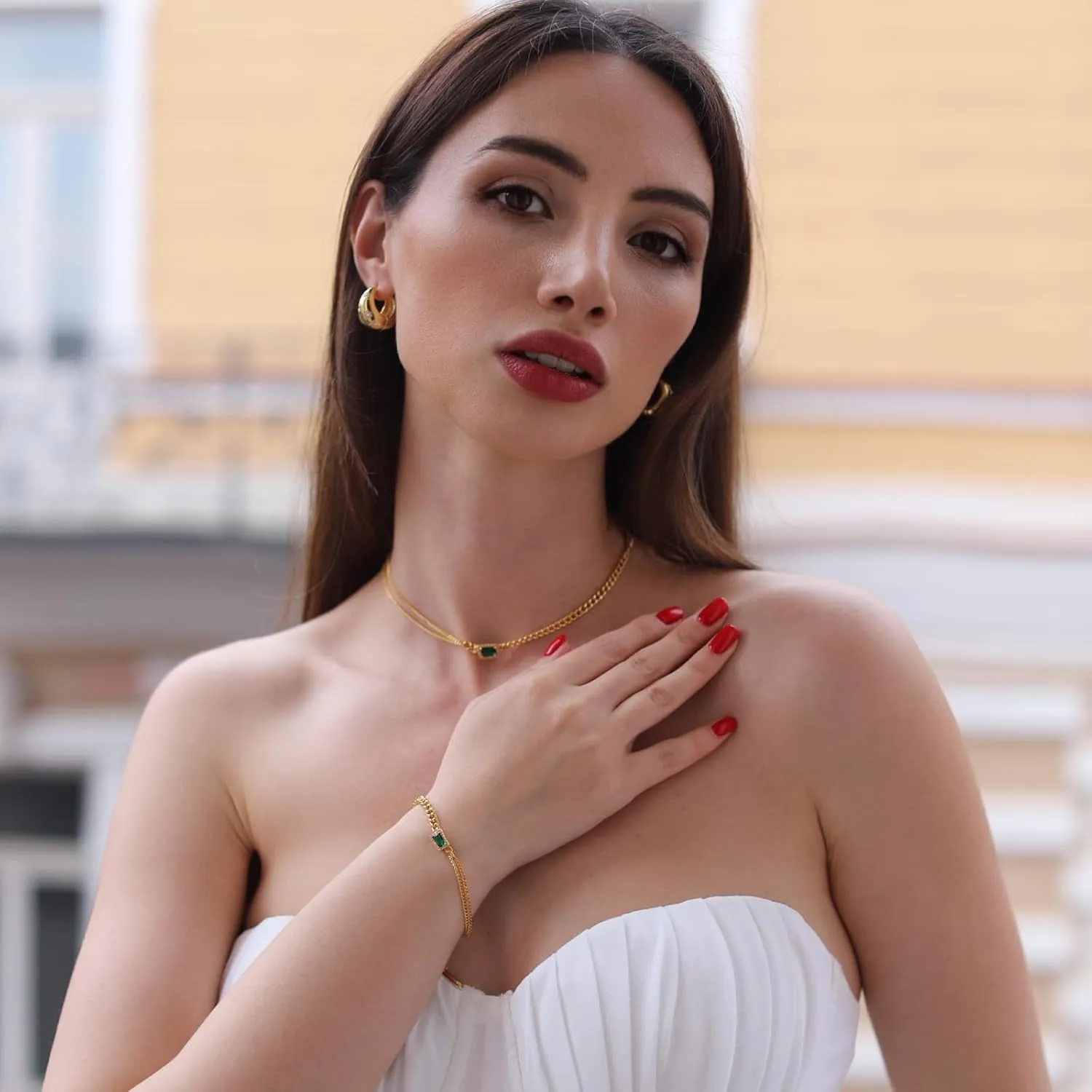 Milan Chiva 14K Gold Chunky Choker Plated Necklace for women, Dainty Trendy Non Tarnish Pendant Charm Necklaces Fashion Jewelry for Women Diamond