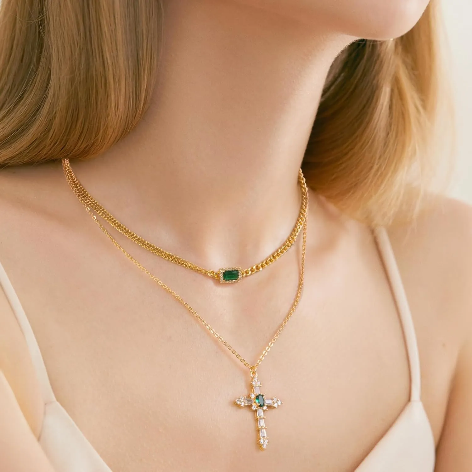 Milan Chiva 14K Gold Chunky Choker Plated Necklace for women, Dainty Trendy Non Tarnish Pendant Charm Necklaces Fashion Jewelry for Women Diamond