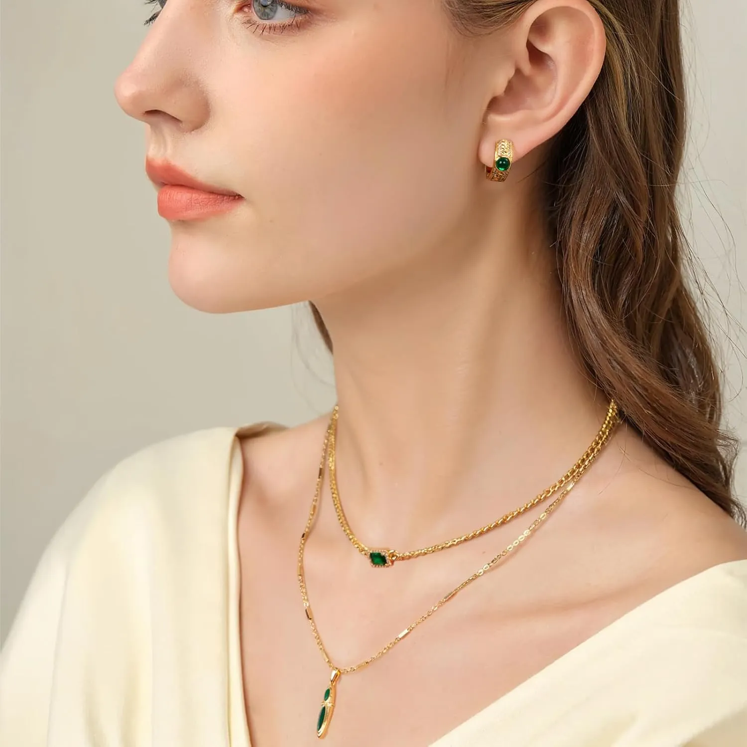 Milan Chiva 14K Gold Chunky Choker Plated Necklace for women, Dainty Trendy Non Tarnish Pendant Charm Necklaces Fashion Jewelry for Women Diamond
