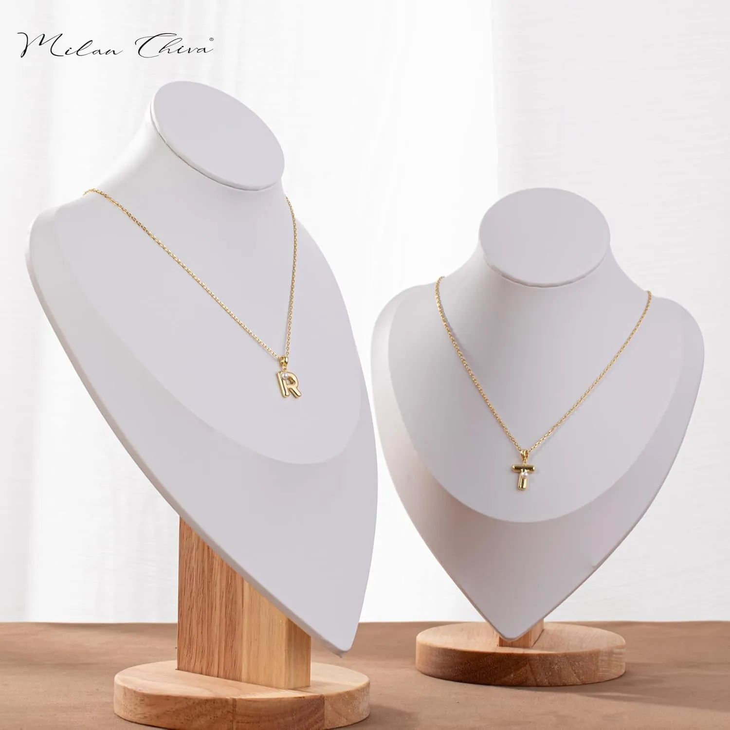 Milan Chiva Bubble Initial Letter Pendant Necklaces for Women 14K Gold Plated Puffy Tiny Letter A-Z Dainty Necklace with Cute Simulated Pearl