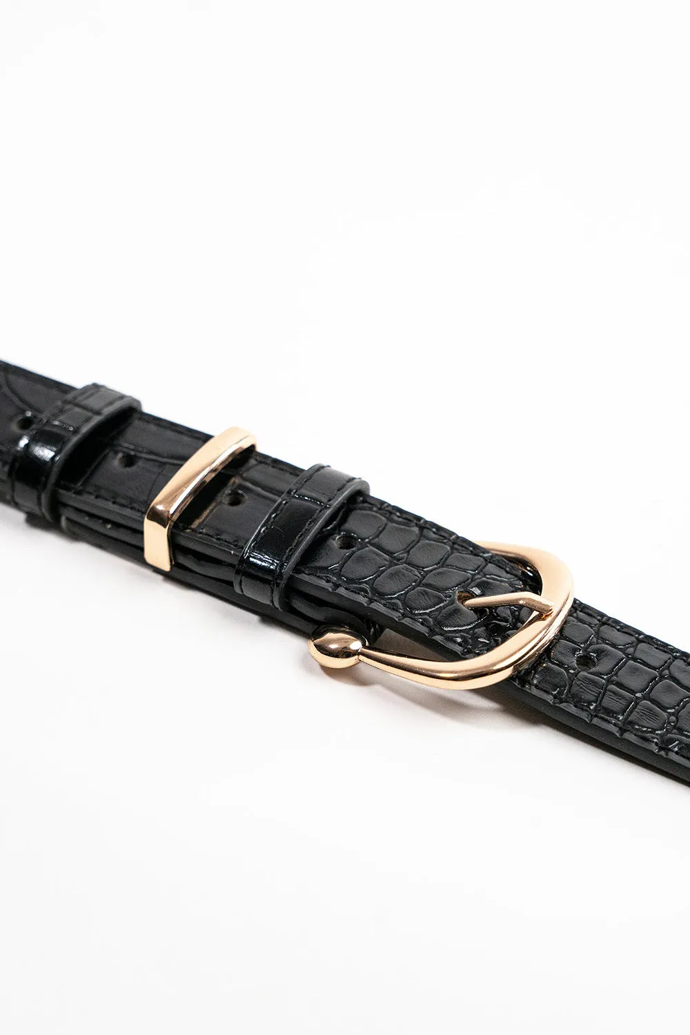Minimal Croc Belt in Black