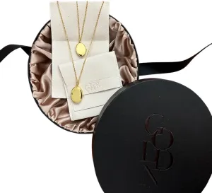 Minimalist 14k Gold Plated Oval Locket Gift Set, 2 Necklaces, 18" and 20" - Beautiful Layered Individual Lockets, or Best Friends, Mommy and Me, Sister Necklaces