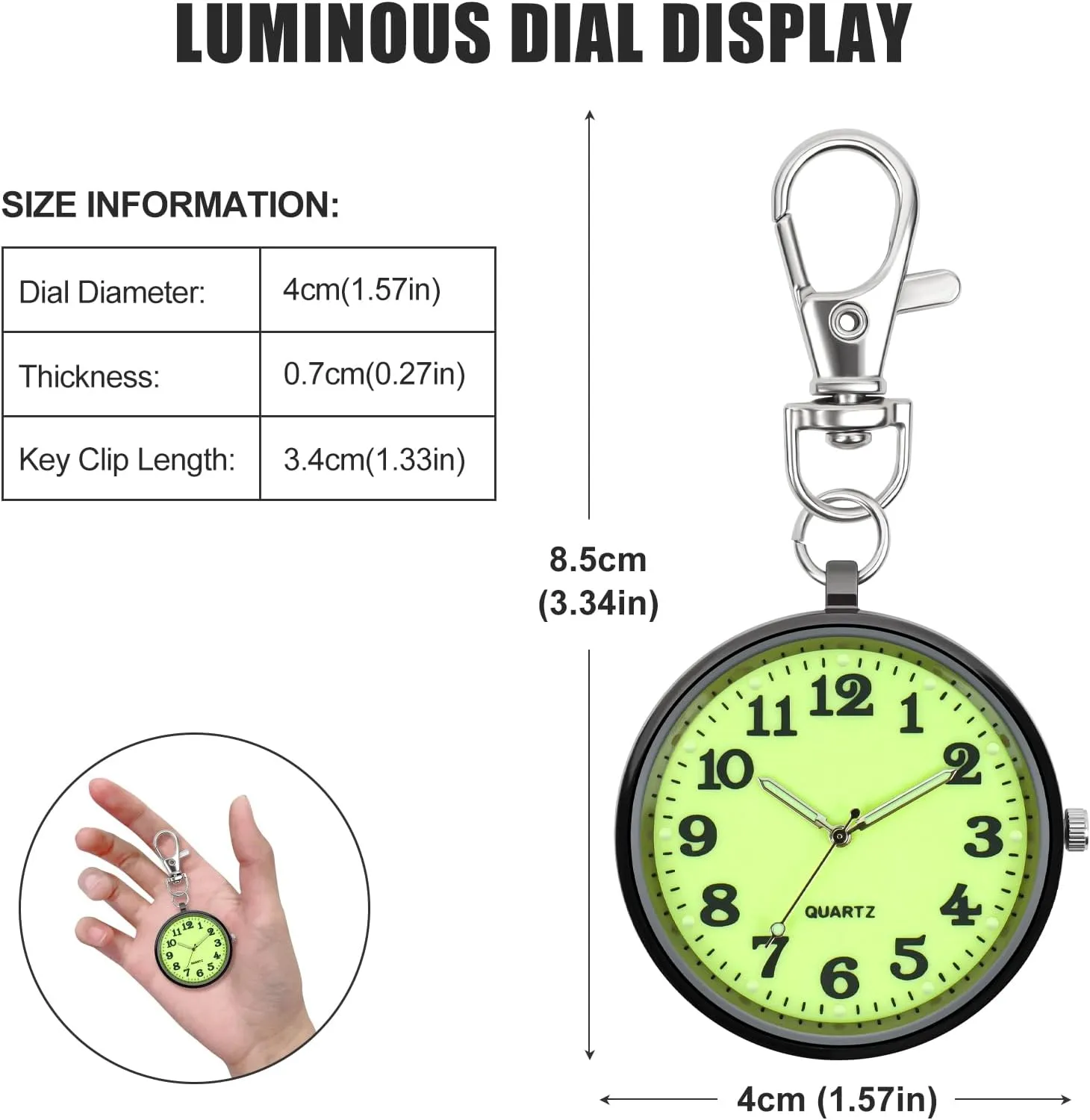 Minimalist Ultra Thin Open Face Quartz Pocket Watch with Key Buckle Unisex Portable Unisex Pocket Watch