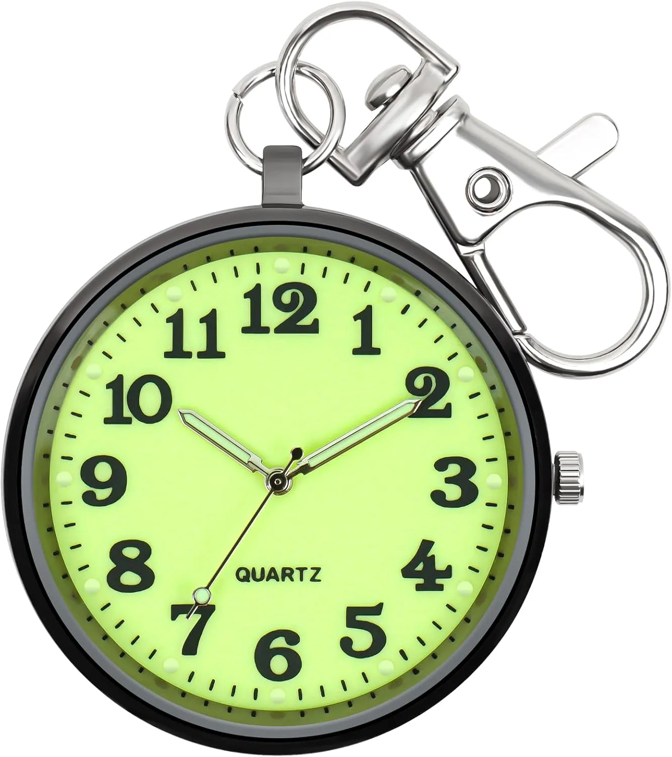 Minimalist Ultra Thin Open Face Quartz Pocket Watch with Key Buckle Unisex Portable Unisex Pocket Watch