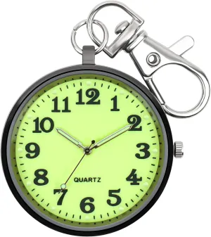 Minimalist Ultra Thin Open Face Quartz Pocket Watch with Key Buckle Unisex Portable Unisex Pocket Watch