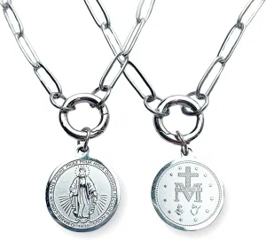 Miraculous Medal - Virgin Mary Necklace - Paperclip Necklace for Women - Family Owned Brand - Made in USA - Stainless Steel Chain - Tarnish Free Gold Jewelry