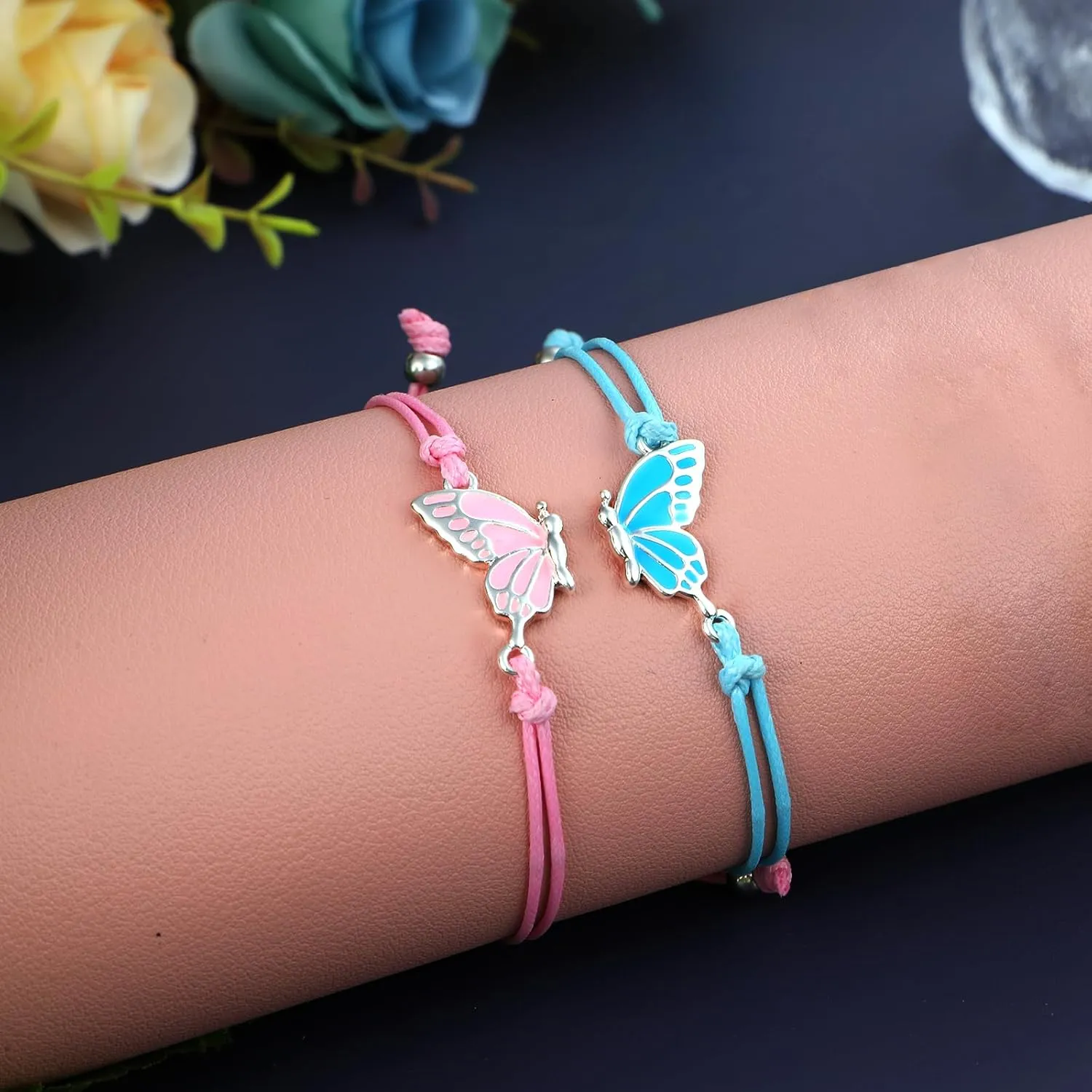 MJartoria BFF Necklace and Bracelets for 2-Crystal Friendship Necklace Bracelet Best Friend Necklace Matching Necklace Bracelets Gifts