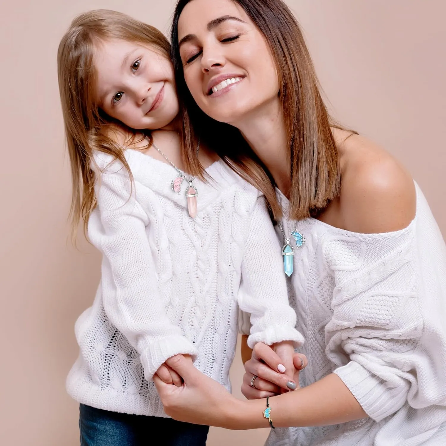 MJartoria BFF Necklace and Bracelets for 2-Crystal Friendship Necklace Bracelet Best Friend Necklace Matching Necklace Bracelets Gifts