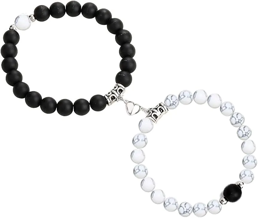 Modpide 2 Pcs Couples Bracelets for Women Men Matching Distance Relationship Bracelets for Boyfriend Girlfriend