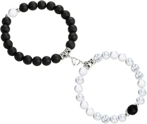 Modpide 2 Pcs Couples Bracelets for Women Men Matching Distance Relationship Bracelets for Boyfriend Girlfriend