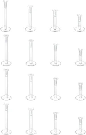 MODRSA Clear Earrings Plastic Earrings for Sports 16g Clear Cartilage Earrings Stud Plastic Helix Tragus Earring Medusa Monroe Piercing Retainer Clear Lip Rings Labret Retainers for Work Surgery