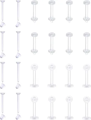 MODRSA Clear Earrings Plastic Earrings for Sports 16g Clear Cartilage Earrings Stud Plastic Helix Tragus Earring Medusa Monroe Piercing Retainer Clear Lip Rings Labret Retainers for Work Surgery