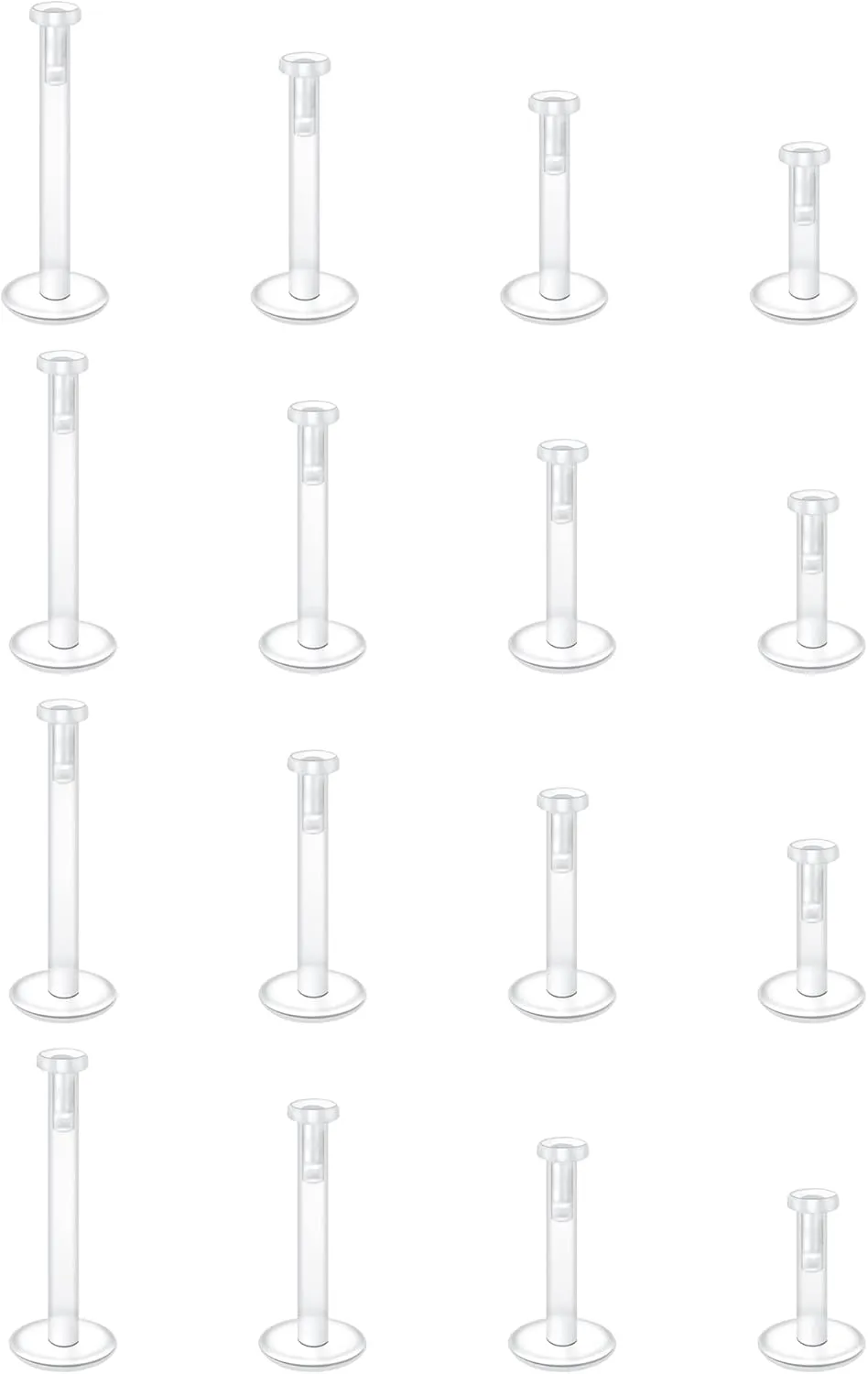 MODRSA Clear Earrings Plastic Earrings for Sports 16g Clear Cartilage Earrings Stud Plastic Helix Tragus Earring Medusa Monroe Piercing Retainer Clear Lip Rings Labret Retainers for Work Surgery
