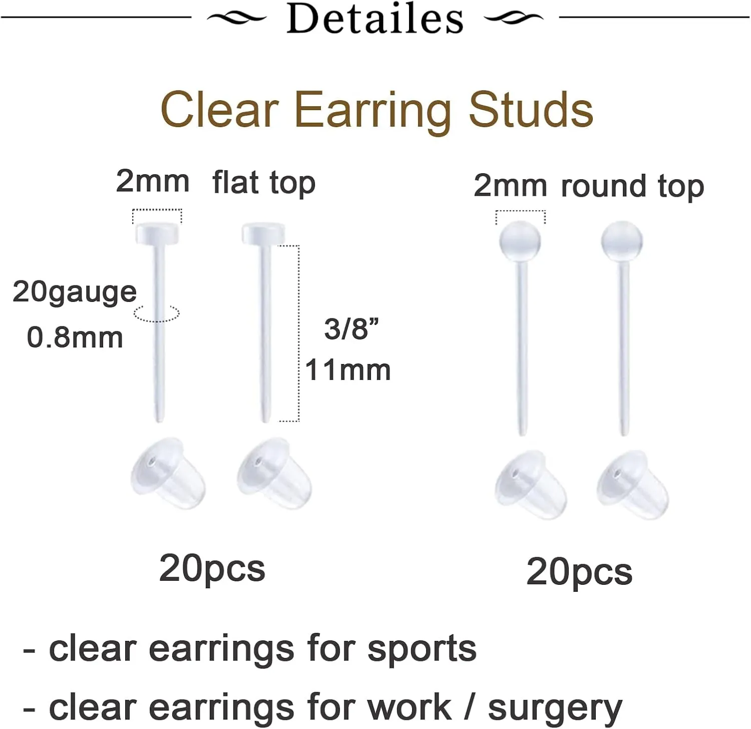 MODRSA Clear Nose Studs Clear Nose Rings for Work Plastic Nose Rings for Surgery Clear Nose Retainer Clear Earrings for Sports Plastic Belly Button Rings Clear Lip Piercing Clear Cartilage Earring