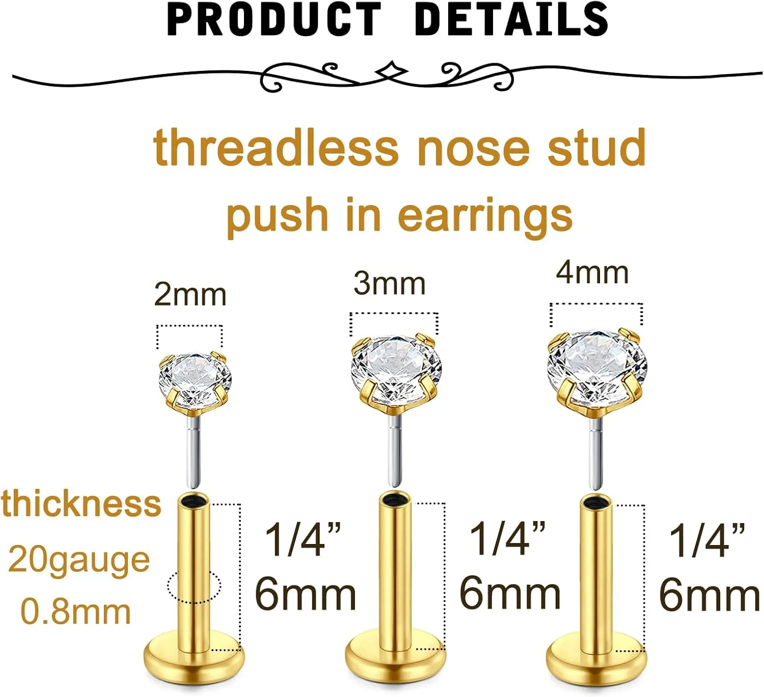 MODRSA Tragus & Helix Piercing Earrings - Flat Back, Forward Helix, Cartilage & Tragus Jewelry