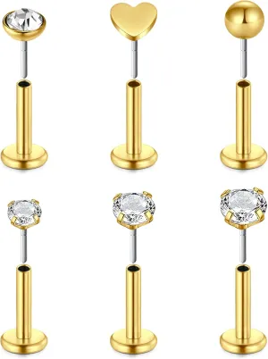 MODRSA Tragus & Helix Piercing Earrings - Flat Back, Forward Helix, Cartilage & Tragus Jewelry