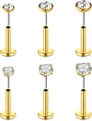 MODRSA Tragus & Helix Piercing Earrings - Flat Back, Forward Helix, Cartilage & Tragus Jewelry
