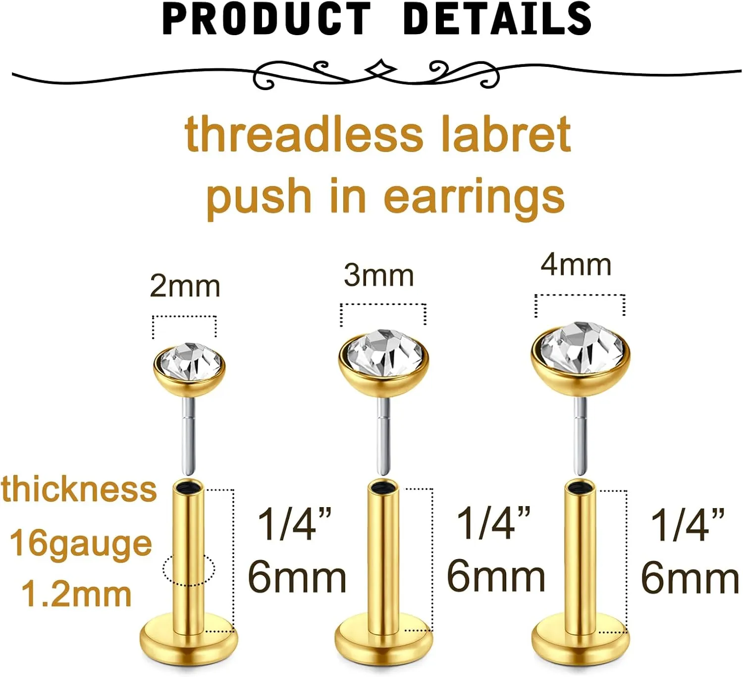 MODRSA Tragus & Helix Piercing Earrings - Flat Back, Forward Helix, Cartilage & Tragus Jewelry