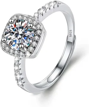 Moissanite Adjustable Engagement Ring, Promise Eternity Ring for Women,Wedding Rings,Jewelry Gift,Friendship Promise Fashion Jewelry Valentine Gifts for Women