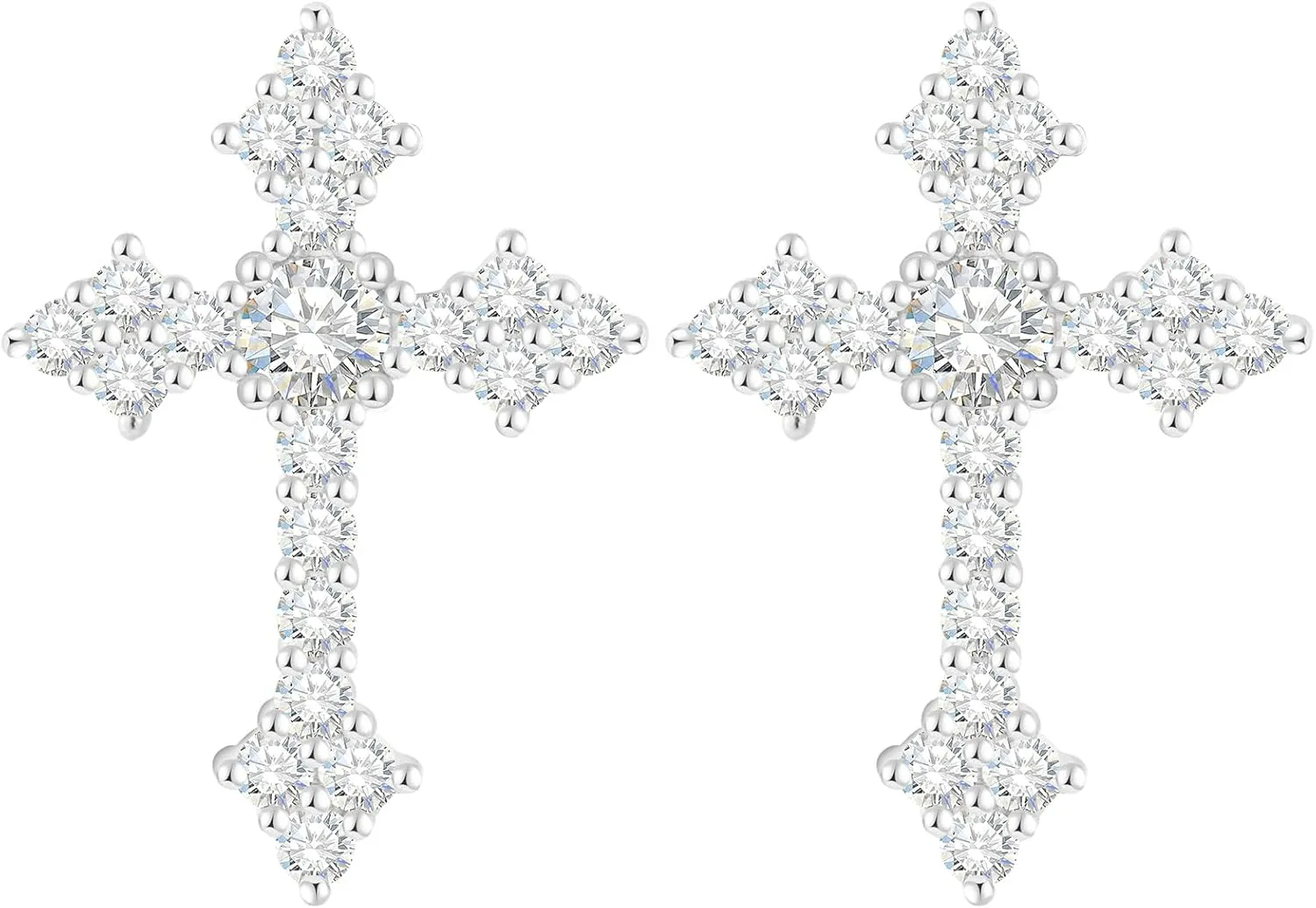 Moissanite Cross Earrings for Men Women, Sterling Silver Cross Stud Eearrings D Color VVSI Moissanite Stud Earrings Crucifix Jewelry Gift