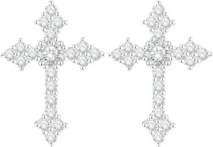 Moissanite Cross Earrings for Men Women, Sterling Silver Cross Stud Eearrings D Color VVSI Moissanite Stud Earrings Crucifix Jewelry Gift