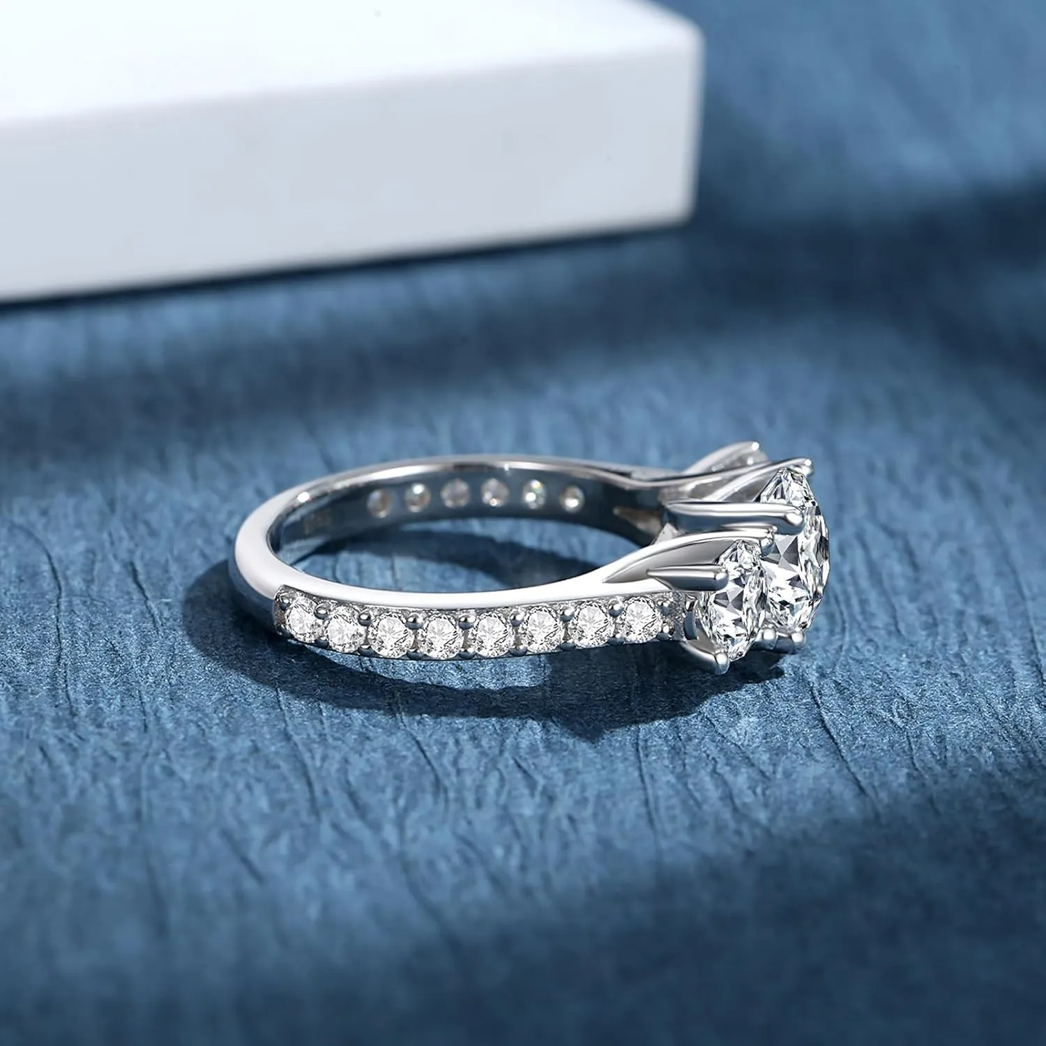 Moissanite Rings for Women D Color VVS1 Moissanite Engagement Ring S925 Sterling Silver Promise Wedding Rings for Women
