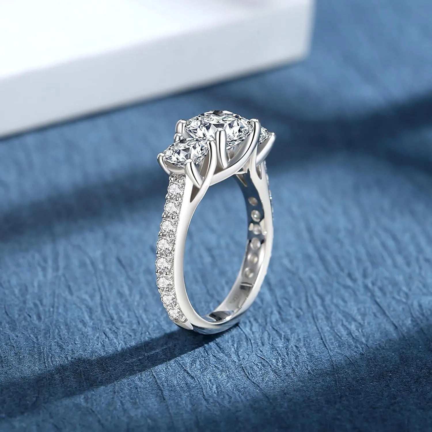 Moissanite Rings for Women D Color VVS1 Moissanite Engagement Ring S925 Sterling Silver Promise Wedding Rings for Women