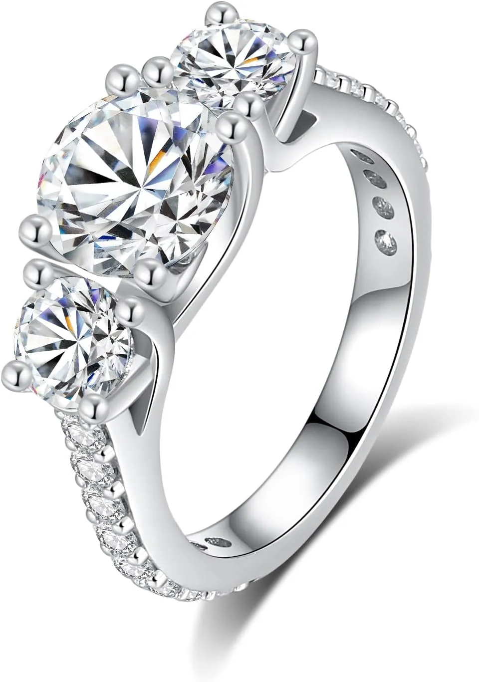 Moissanite Rings for Women D Color VVS1 Moissanite Engagement Ring S925 Sterling Silver Promise Wedding Rings for Women
