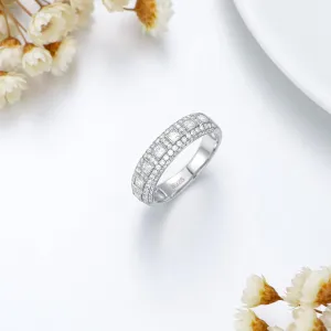 Molioaki 1.58 carats Princess Cut Wedding bands for women Moissanite wedding bands Platinum Plated Silver womens wedding rings -8