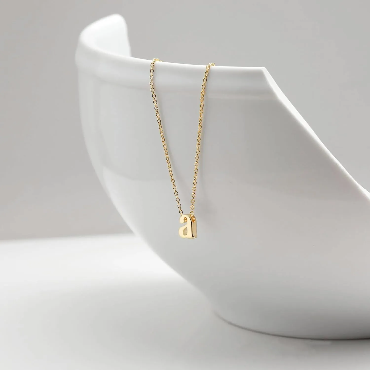 MONOOC Dainty Initial Necklaces for Women Girls - 14K Solid Gold Over Lowercase Initial Necklace Personalized Minimalist Letter Necklace Tiny Gold Initial Necklaces for Women Girls Jewelry