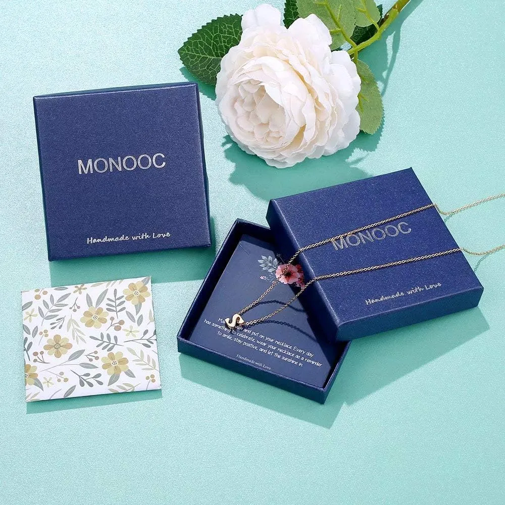 MONOOC Dainty Initial Necklaces for Women Girls - 14K Solid Gold Over Lowercase Initial Necklace Personalized Minimalist Letter Necklace Tiny Gold Initial Necklaces for Women Girls Jewelry