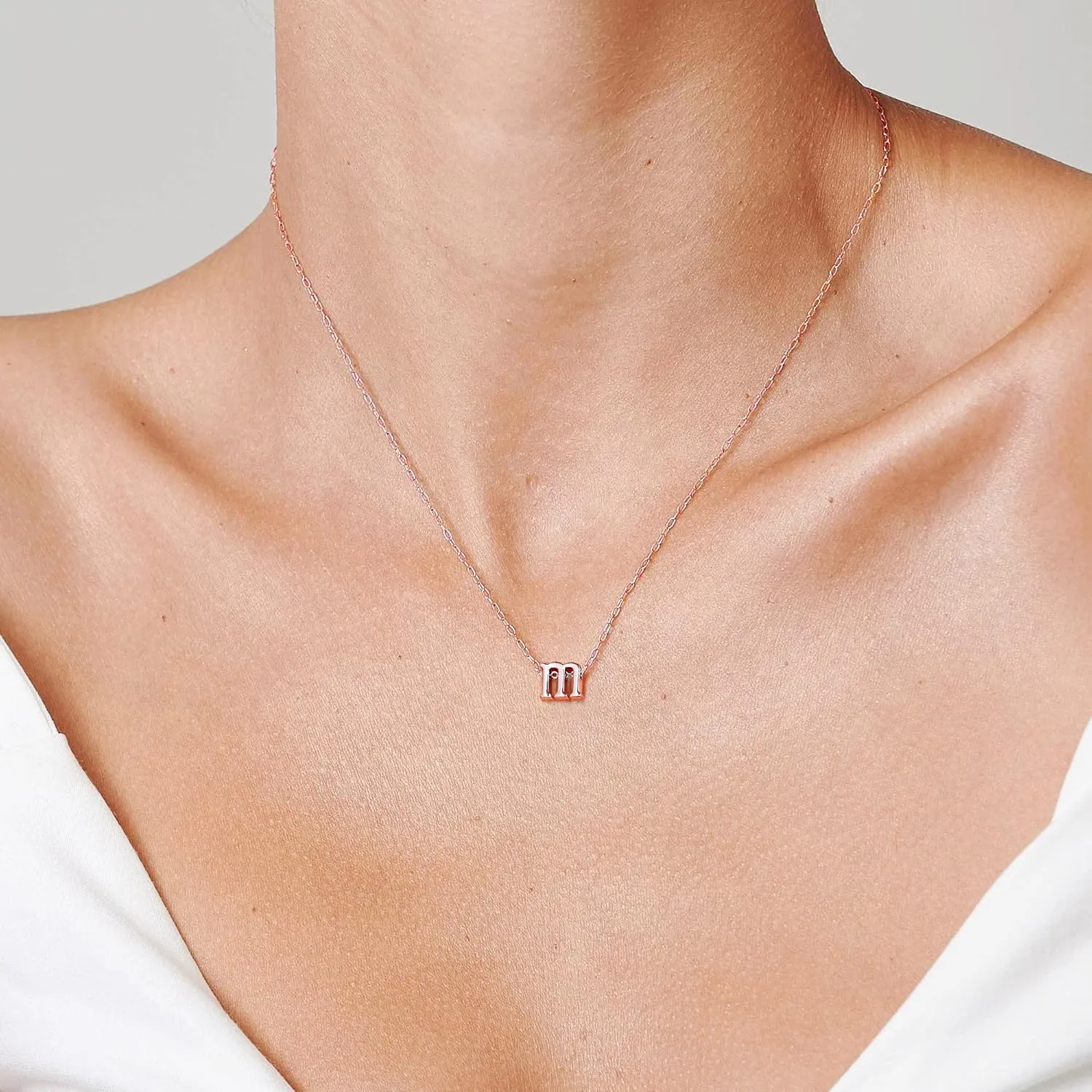 MONOOC Dainty Initial Necklaces for Women Girls - 14K Solid Gold Over Lowercase Initial Necklace Personalized Minimalist Letter Necklace Tiny Gold Initial Necklaces for Women Girls Jewelry