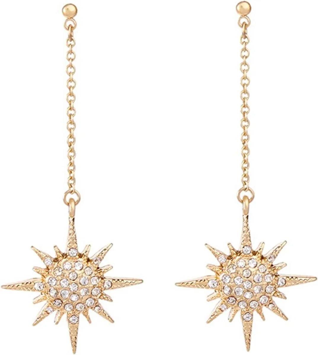 Moon and Star Earrings, Bohemian Asymmetrical Sun Moon Star Dangle Earrings Fashion Long Drop Dangle Stud Earrings Punk Jewelry Gifts for Women