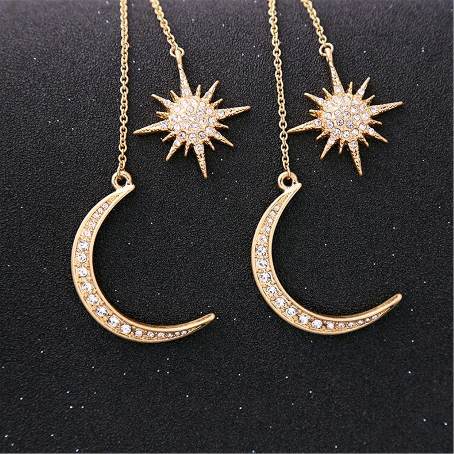 Moon and Star Earrings, Bohemian Asymmetrical Sun Moon Star Dangle Earrings Fashion Long Drop Dangle Stud Earrings Punk Jewelry Gifts for Women