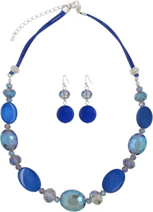 Multi Color Beaded Statement Necklace and Earrings for women Shiny Crystal Stone Beads Choker