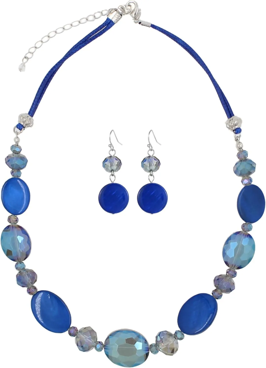Multi Color Beaded Statement Necklace and Earrings for women Shiny Crystal Stone Beads Choker