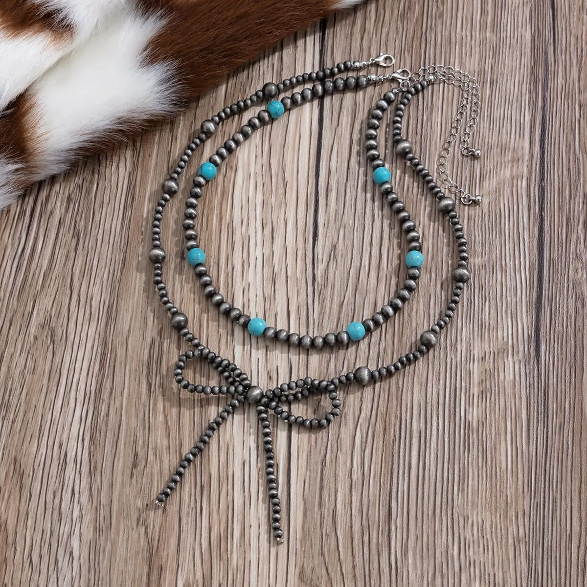 Multi strand Navajo Pearl Necklace Layer Navajo Pearls Western Jewelry for Women Boho Vintage Choker Turquoise Necklaces