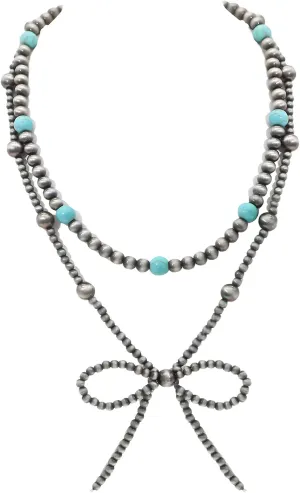 Multi strand Navajo Pearl Necklace Layer Navajo Pearls Western Jewelry for Women Boho Vintage Choker Turquoise Necklaces