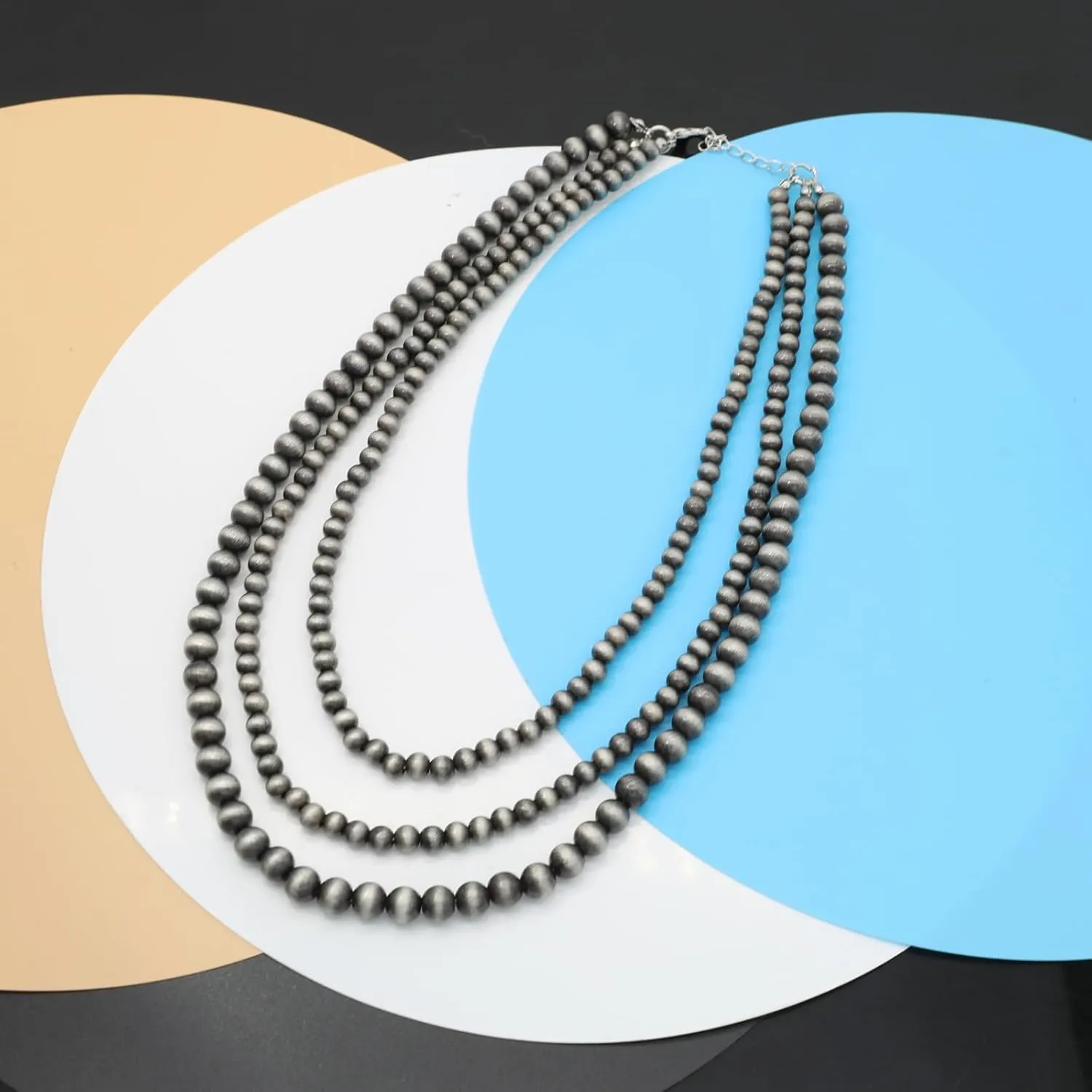 Multi strand Navajo Pearl Necklace Layer Navajo Pearls Western Jewelry for Women Boho Vintage Choker Turquoise Necklaces