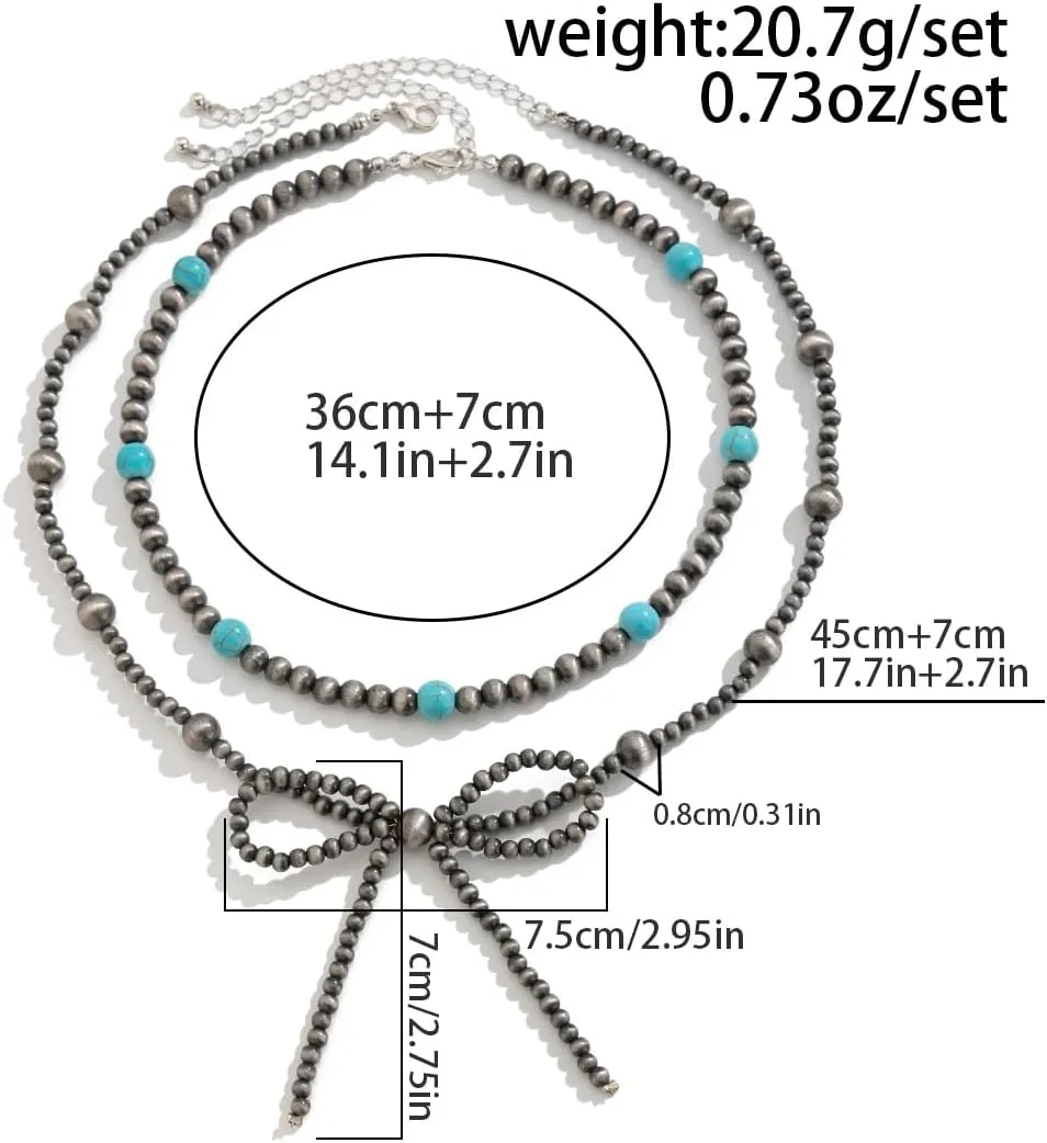Multi strand Navajo Pearl Necklace Layer Navajo Pearls Western Jewelry for Women Boho Vintage Choker Turquoise Necklaces