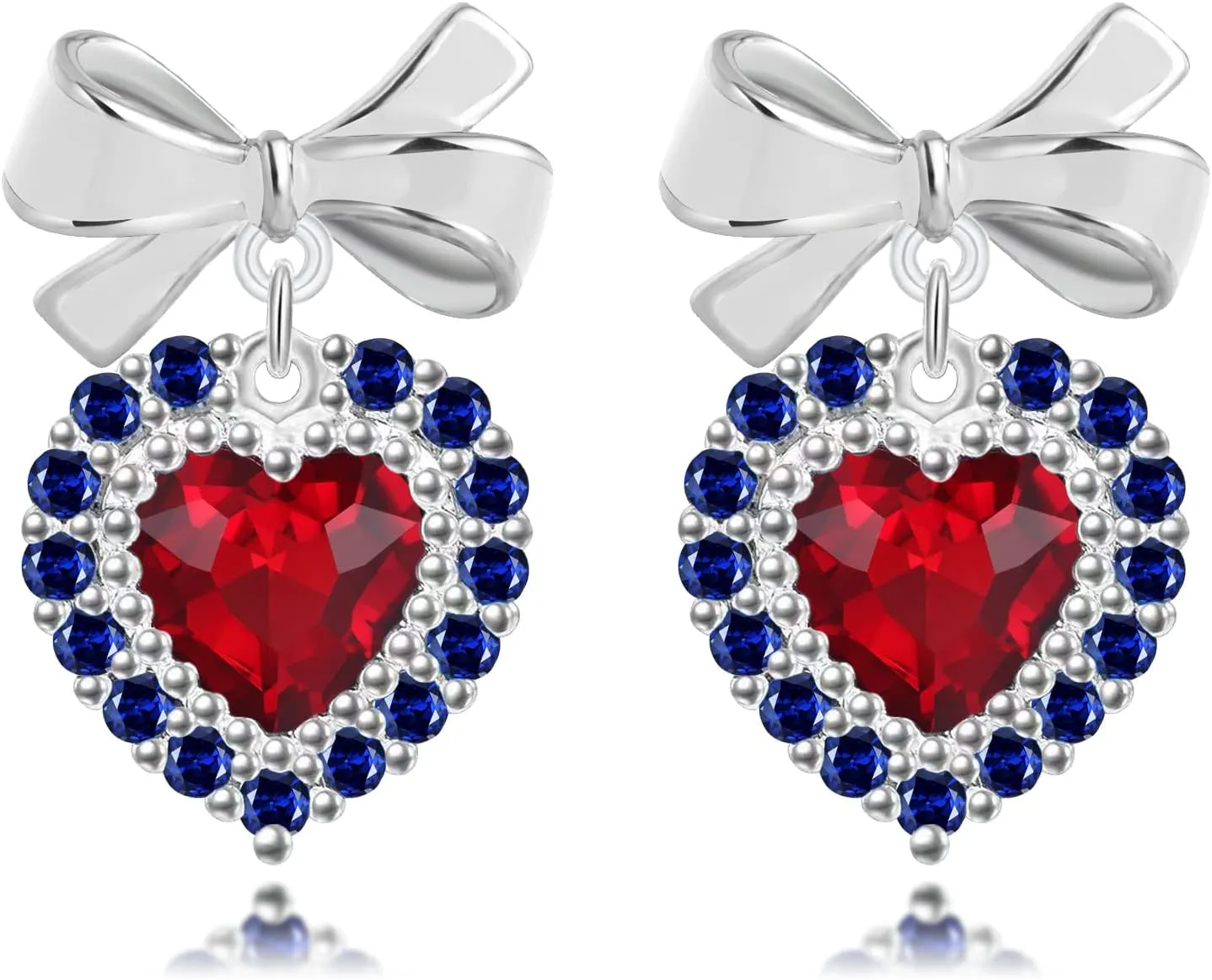 MUYUU Heart Crystal Earrings, Silver Plated Heart Earrings, Crystal Dangle Earrings for Women Fashion Jewelry