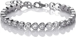 Namana Stainless Steel Tennis Bracelet Set for Women, Heart Shaped Swarovski Crystals, Gold Plated Heart Bracelets