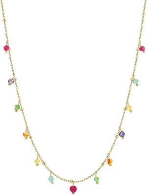 Natural Stone Necklaces for Women 14K Gold Plated waterproof Dainty Colorful Beaded Charm Choker Delicate Cute Summer Boho Beach Necklaces Jewelry Gift Sister, best friend, Birthday